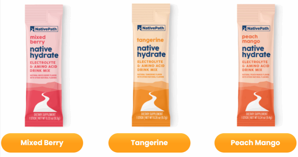 3 delicious flavors of NativePath Native Hydrate