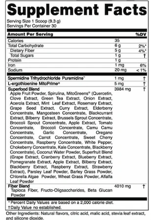 Pep Tonic Supplement Facts