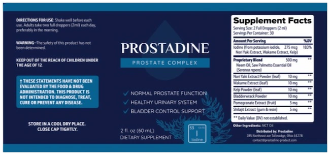 ProstaDine Supplement Facts