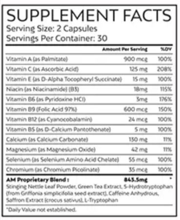 SeroBurn Supplement Facts